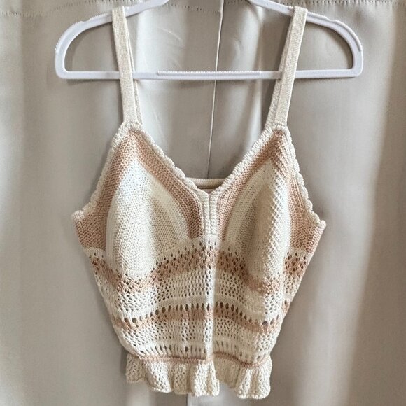 Madden NYC Womens Crop Top Babydoll Crochet Size 2XL Ruffle Stripe Western 19016 - Picture 1 of 8